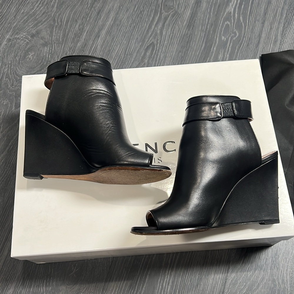 Givenchy Black Leather Wedge Sandals - Picture 2 of 10